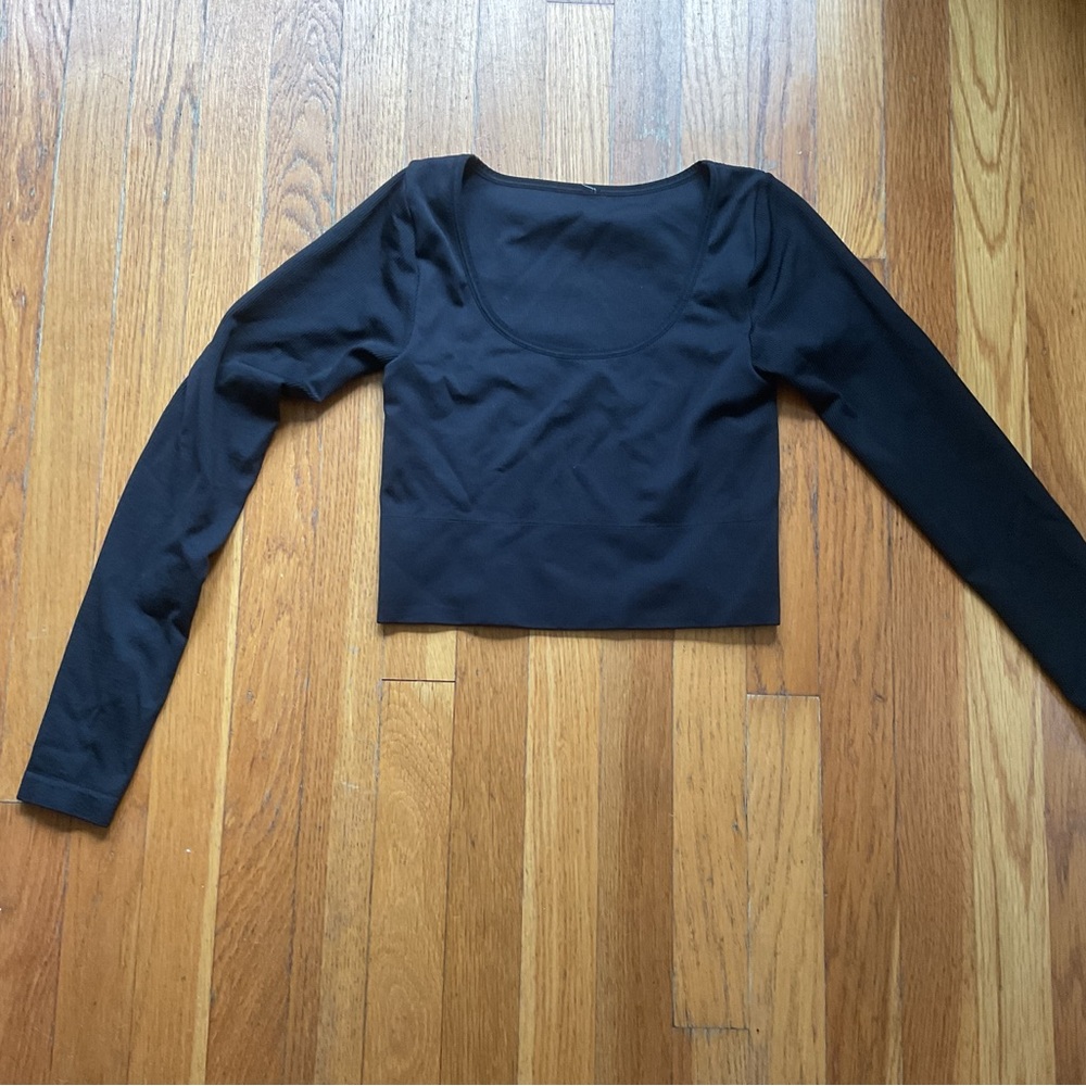 Athleta Black Fitted Long Sleeve Bodysuit